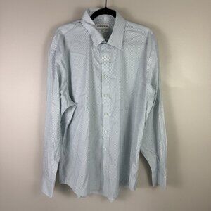 Nordstrom 17.5 34/35 Blue Trim Fit Dress Shirt Premium Performance Rip Flawed